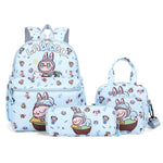 Kids Cartoon Character 3 - Piece Backpack Set - Lightweight School Bag with Lunch Bag & Pencil Case(Light blue)