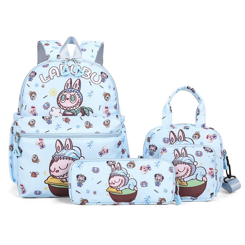 Kids Cartoon Character 3 - Piece Backpack Set - Lightweight School Bag with Lunch Bag & Pencil Case(Light blue)