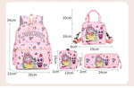 Kids Cartoon Character 3 - Piece Backpack Set - Lightweight School Bag with Lunch Bag & Pencil Case(Purple)