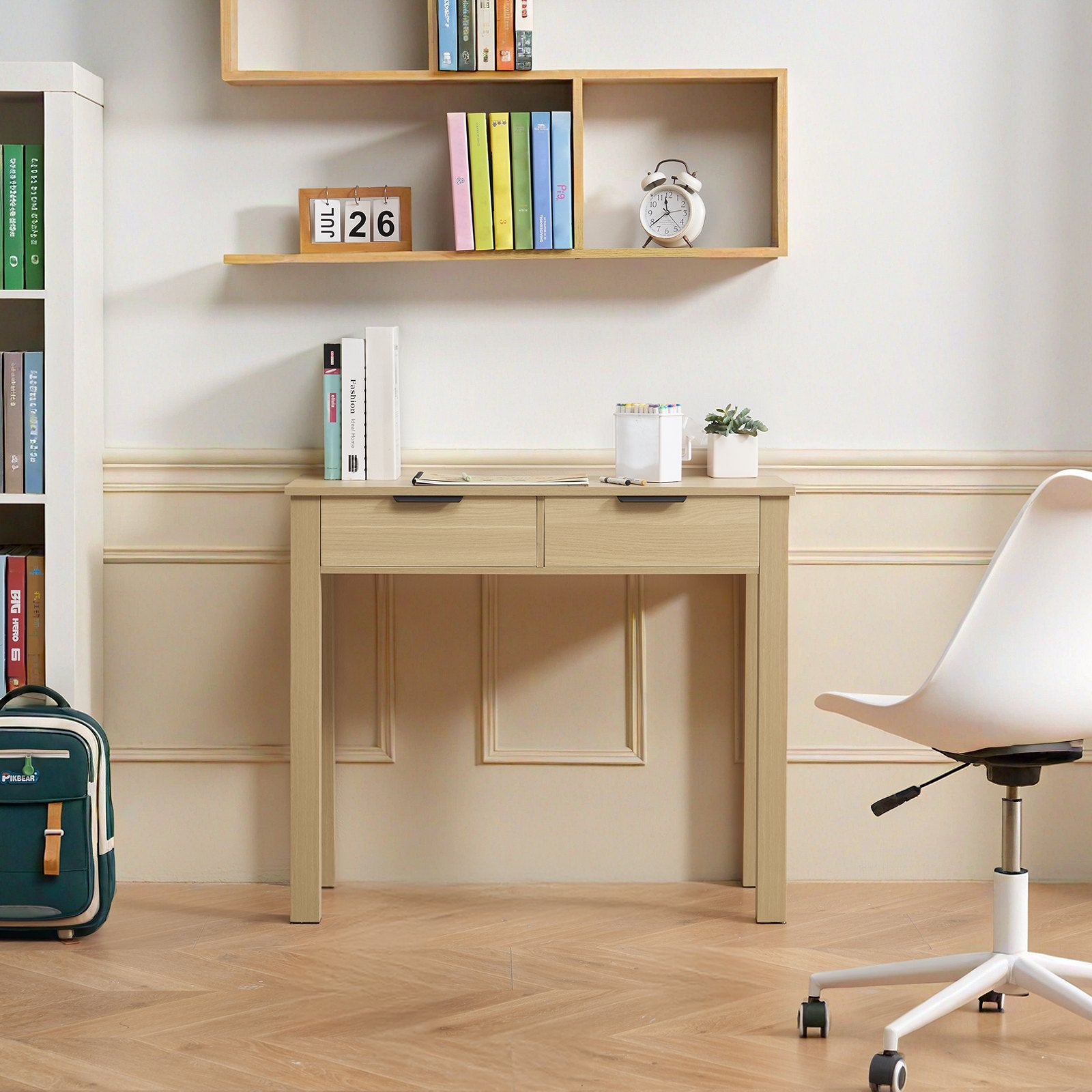 VEVOR Small Desk with Drawer Kids Desk for Bedroom Simple Study Table Light Wood