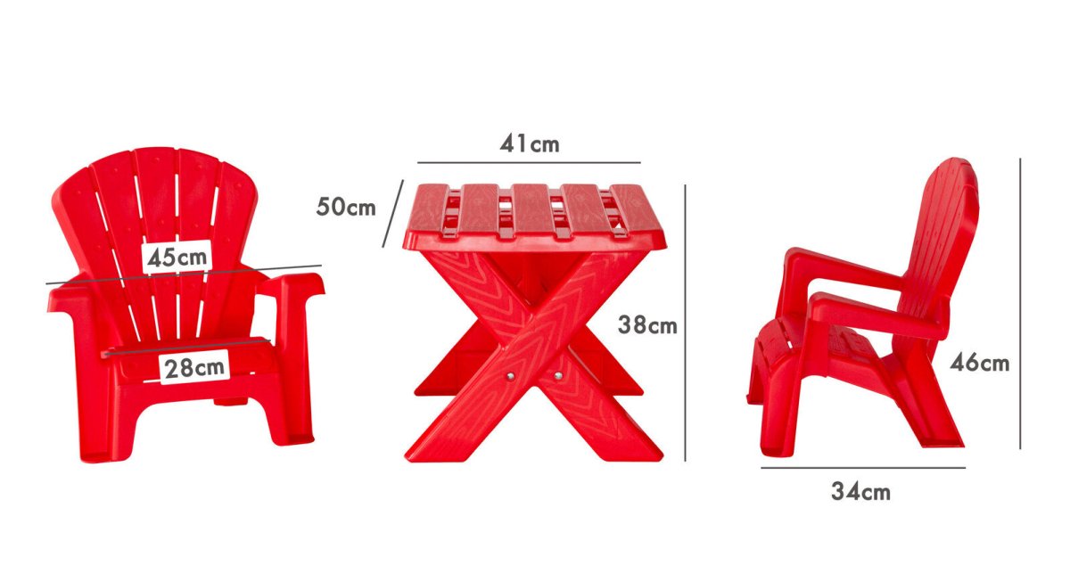Kids Durable Table and Two Child - sized Chairs Set - Red