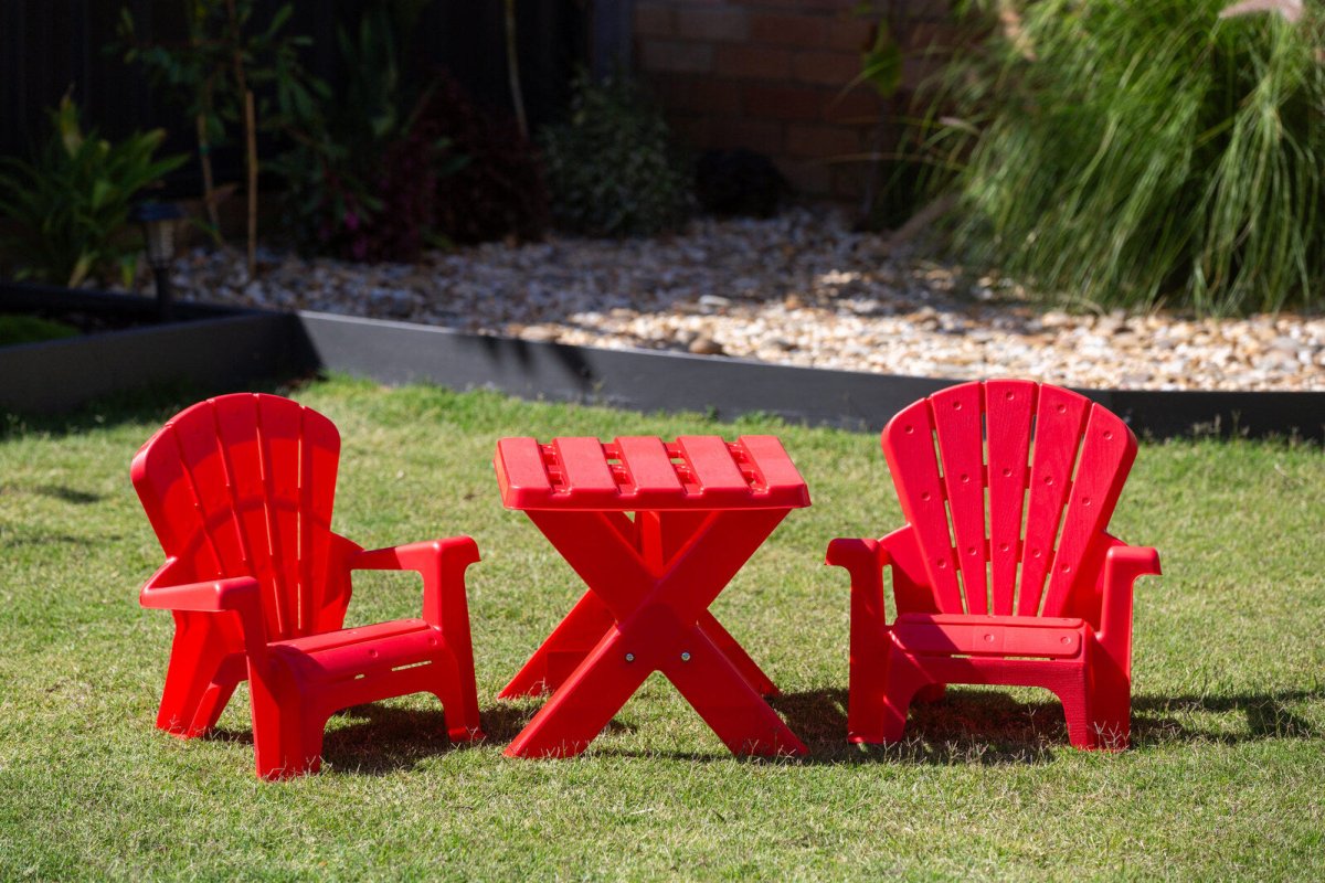 Kids Durable Table and Two Child - sized Chairs Set - Red