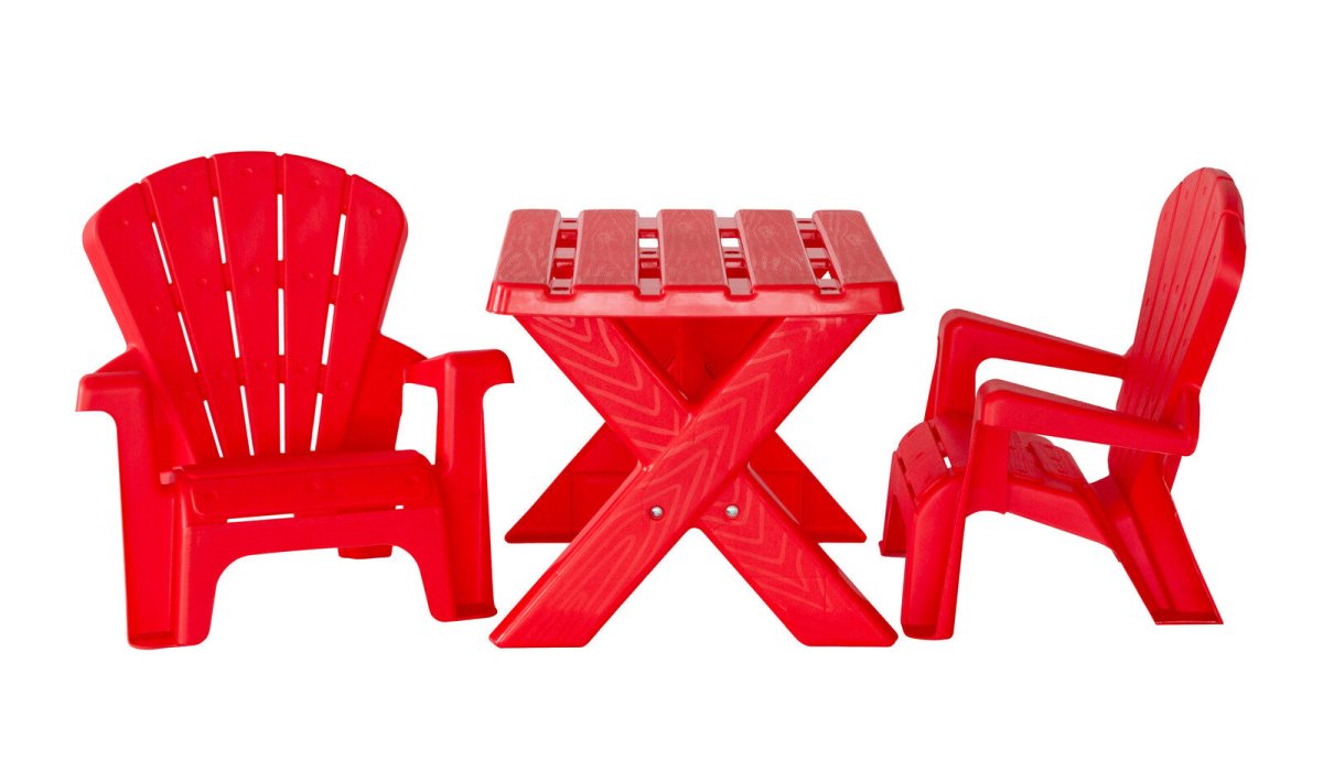 Kids Durable Table and Two Child - sized Chairs Set - Red