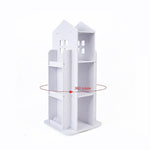 Rotating Bookcase Bookshelf Kid's Book Organiser Rack Wooden Castle Display Shelf