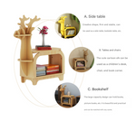 Sub Black Walnut Trumpet Creative Reindeer-Shaped Solid Wood Bookshelf for Kids