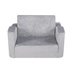 VEVOR Baby Chair Foldable 2-in-1 Comfy Baby Lounger Couch Kids Sofa Grey