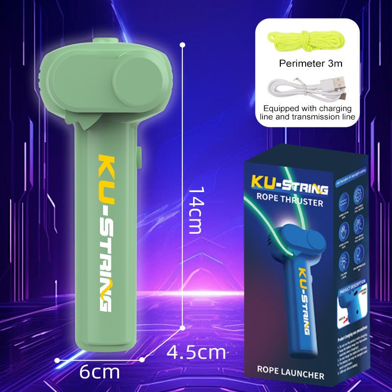 Green 3 - Meter Glow - in - the - Dark Rope Launcher Toy - Fun Stress Relief for All Ages