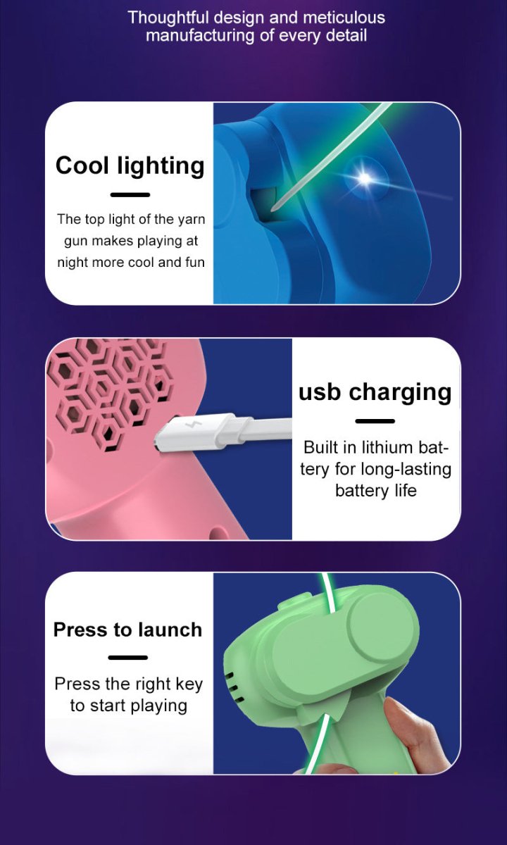 Pink 3 - Meter Glow - in - the - Dark Rope Launcher Toy - Fun Stress Relief for All Ages