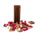 Stacking tumbling blocks wood Red colours balance game with dice play options handmade stacking Fun Board Games Kids Ages 4 to Adults