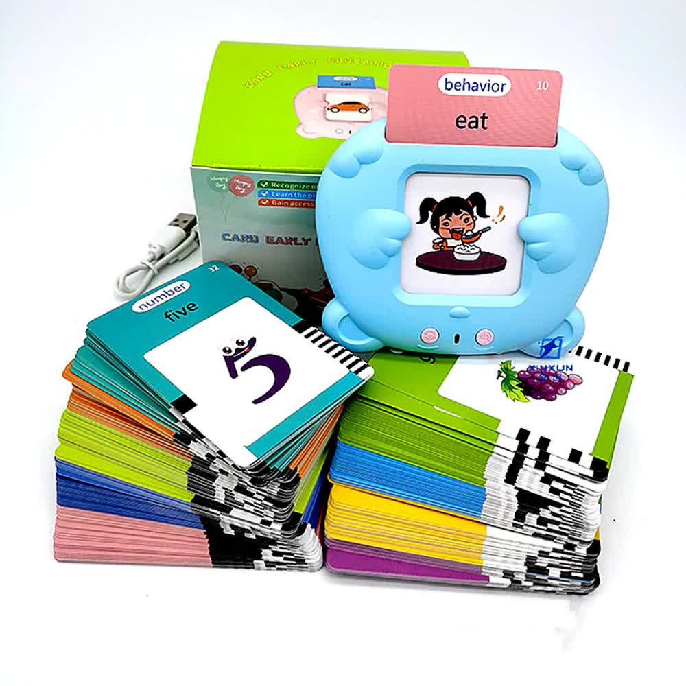 Blue Bear - Shaped Early Education Card Reader - Interactive Learning Toy with 510 Flashcards for Kids