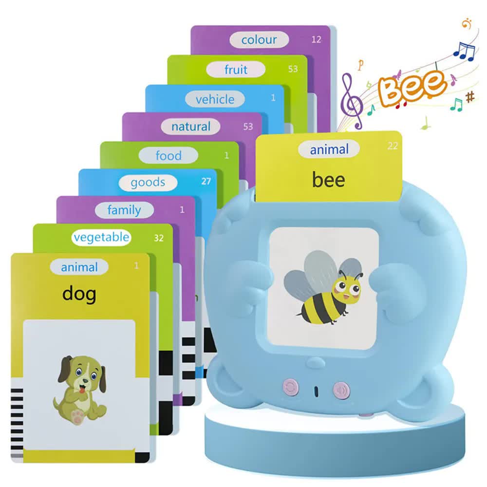Blue Bear - Shaped Early Education Card Reader - Interactive Learning Toy with 510 Flashcards for Kids