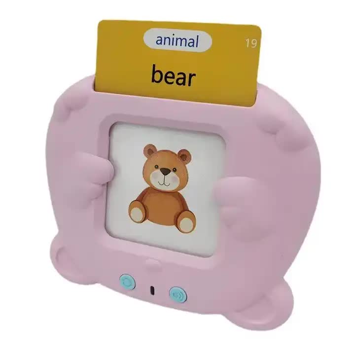 Pink Bear - Shaped Early Education Card Reader - Interactive Learning Toy with 510 Flashcards for Kids