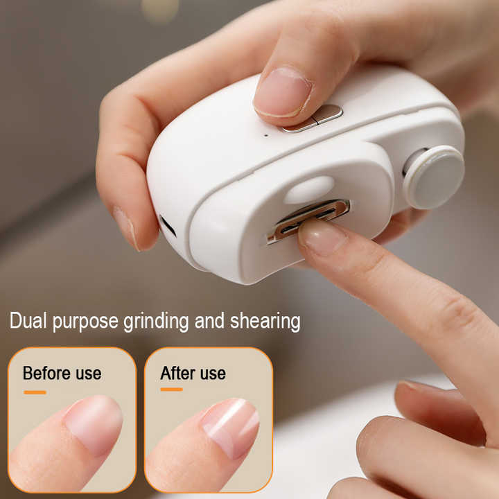 White Automatic Electric Nail Clipper & Grinder – Multi - Functional Safe Nail Trimmer for Adults & Kids