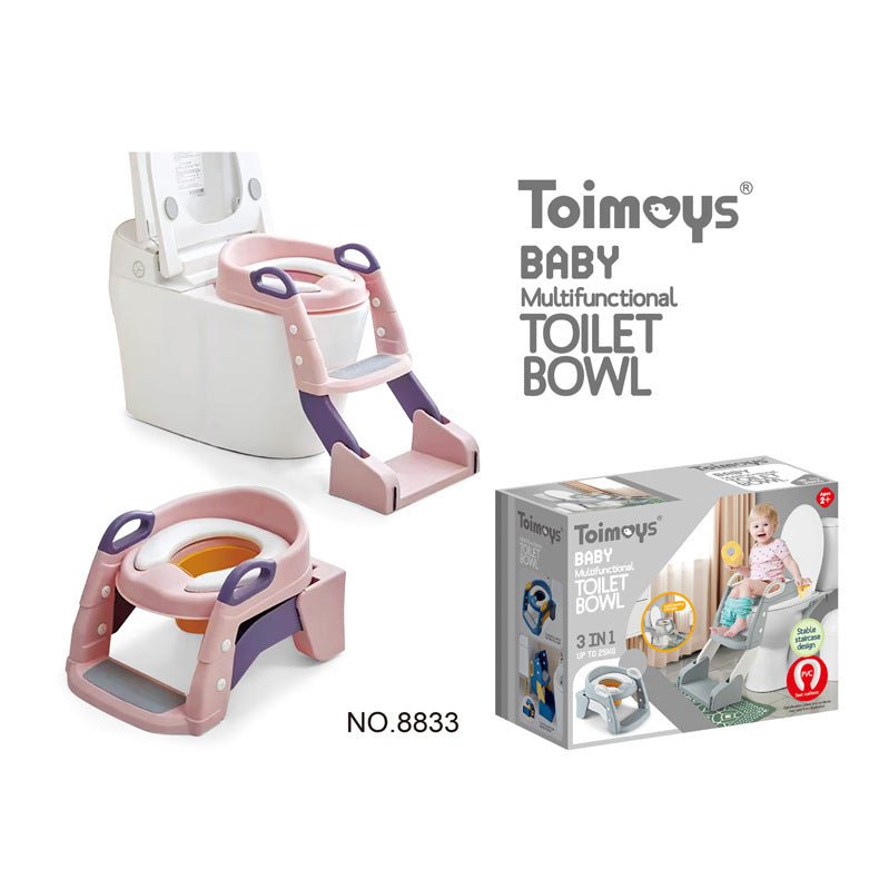 Pink Children's Toilet Trainer Seat - Foldable Potty Ladder with Color Box, Easy - to - Use Toilet Seat for Kids