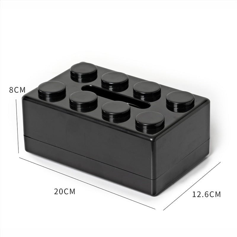Black 2 Pcs Creative Building Block Tissue Box Holder - Wall - Mounted & Desktop Dispenser for Bathroom, Kids Room & Office Decor