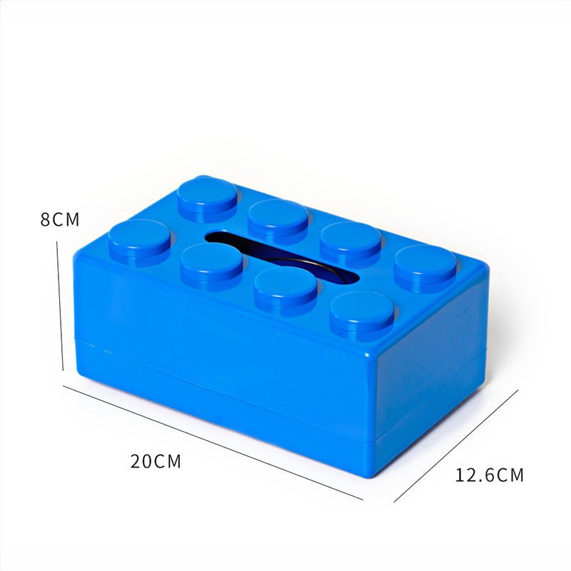 Blue 2 Pcs Creative Building Block Tissue Box Holder - Wall - Mounted & Desktop Dispenser for Bathroom, Kids Room & Office Decor