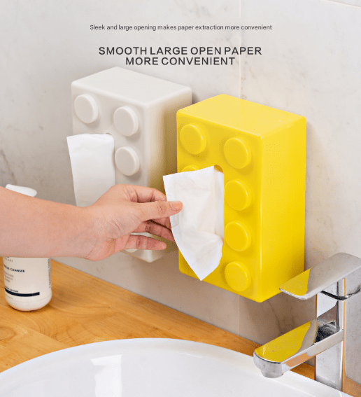 Green 2 Pcs Creative Building Block Tissue Box Holder - Wall - Mounted & Desktop Dispenser for Bathroom, Kids Room & Office Decor