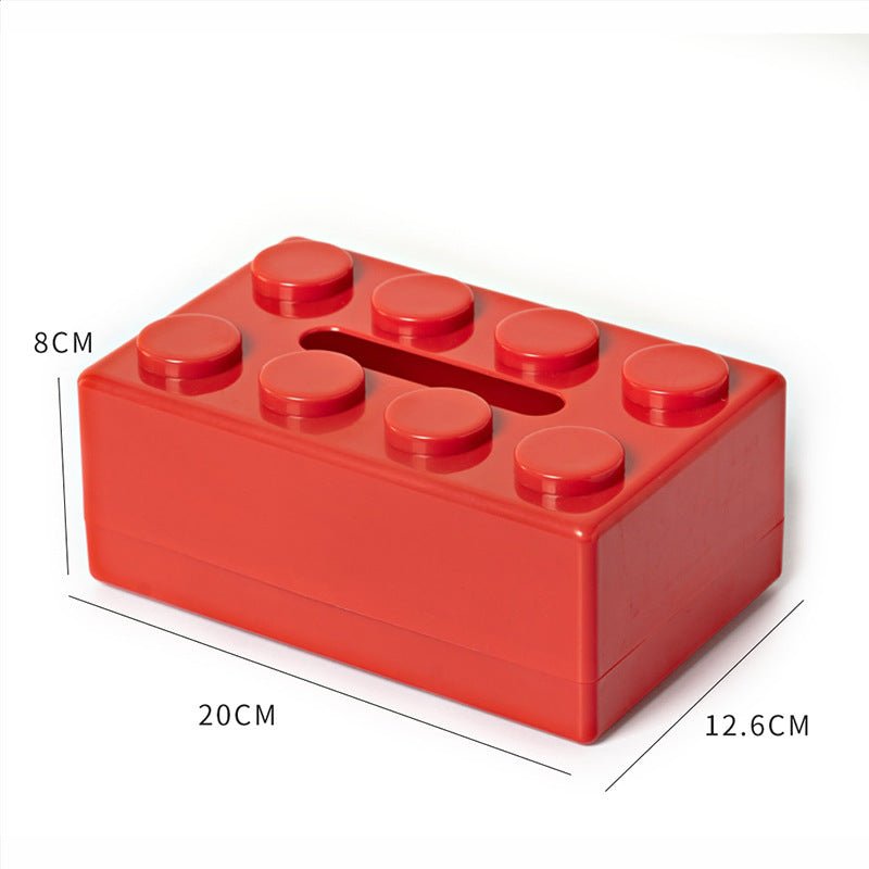 Red 2 Pcs Creative Building Block Tissue Box Holder - Wall - Mounted & Desktop Dispenser for Bathroom, Kids Room & Office Decor