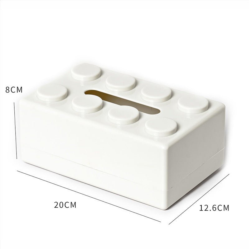 White 2 Pcs Creative Building Block Tissue Box Holder - Wall - Mounted & Desktop Dispenser for Bathroom, Kids Room & Office Decor