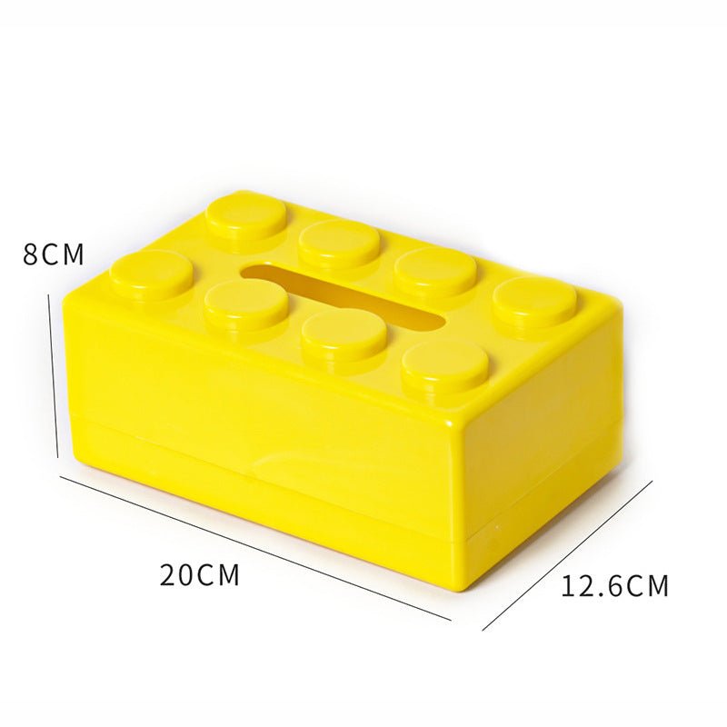 Yellow 2 Pcs Creative Building Block Tissue Box Holder - Wall - Mounted & Desktop Dispenser for Bathroom, Kids Room & Office Decor