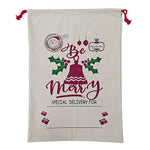 50x70cm Canvas Hessian Christmas Santa Sack Xmas Stocking Reindeer Kids Gift Bag, Cream - Bell