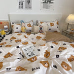 Cartoon Bear 4 - Piece Bedding Set with Comforter and Pillowcases for Kids - Soft and Cute Bed Linen (Comforter 200x200cm, Bed Sheet 230x230cm, Pillowcases 48x47cm)