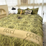 Green Floral 3 - Piece Bedding Set - Soft and Lovely Bed Sheets (Quilt 150x200cm, Flat Sheet 160x230cm, Pillowcase 48x47cm)