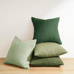 Corduroy Corn Grain Cushion Covers - Soft Velvet with Hidden Zipper - Stylish Mix of Green Shades, 45cm x 45cm (Pack of 4)