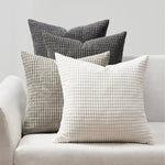 Corduroy Corn Grain Cushion Covers - Soft Velvet with Hidden Zipper - Stylish Mix of Grey Shades, 45cm x 45cm (Pack of 4)