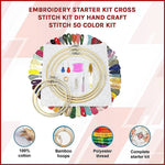 Embroidery Starter Kit Cross Stitch Kit DIY Hand Craft Stitch 50 Colour Kit