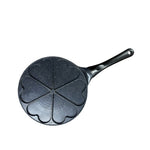 Black Heart + Black Handle (Gas model) Non - Stick Pancake Pan - 7 - Hole Fun Shapes Breakfast Griddle (27cm)