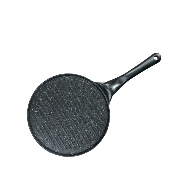 Black Steak + Black Handle (Gas Model) Non - Stick Pancake Pan - 7 - Hole Fun Shapes Breakfast Griddle (27cm)