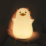Cute Gull Silicone Night Light - Tap Control, USB Rechargeable, Kids Bedroom (Warm light three - speed yellow mouth)