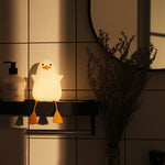 Cute Gull Silicone Night Light - Tap Control, USB Rechargeable, Kids Bedroom (Warm light three - speed yellow mouth)