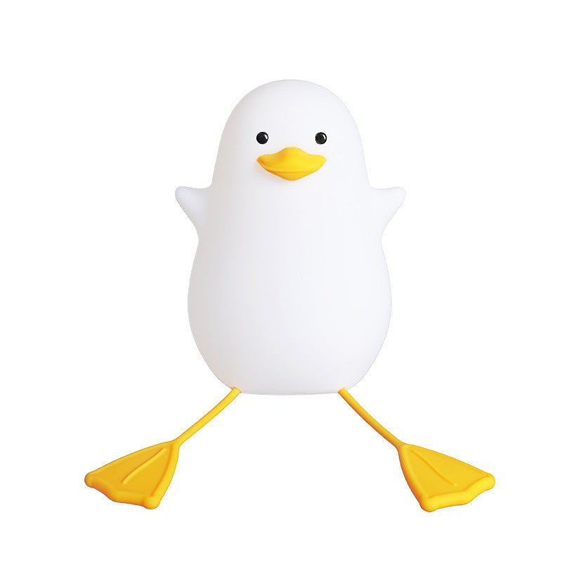 Cute Gull Silicone Night Light - Tap Control, USB Rechargeable, Kids Bedroom (Warm light three - speed yellow mouth)