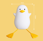 Cute Gull Silicone Night Light - Tap Control, USB Rechargeable, Kids Bedroom (Warm light three - speed yellow mouth)