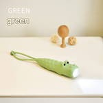 Green Adorable Crocodile Silicone LED Flashlight for Kids - USB Rechargeable, Dimmable Brightness, Portable Night Light