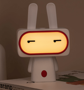 Squinting Cute Bobi Rabbit LED Night Light for Kids - USB Rechargeable