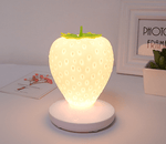 White Cute Silicone Strawberry Night Light - USB Rechargeable, Touch Control