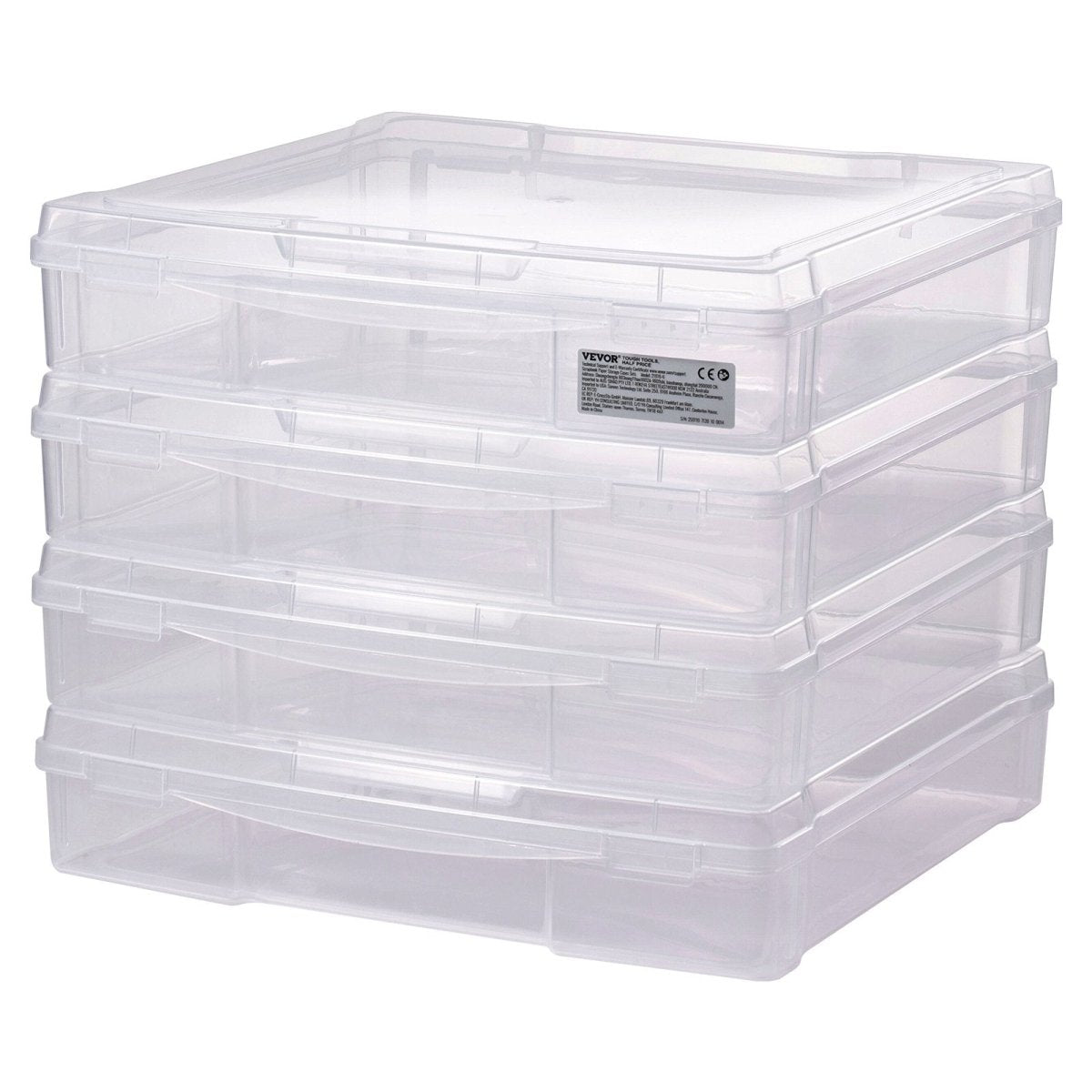 Scrapbook Paper Storage 4 Pack Stackable Plastic Board Game Boxes Clear Case