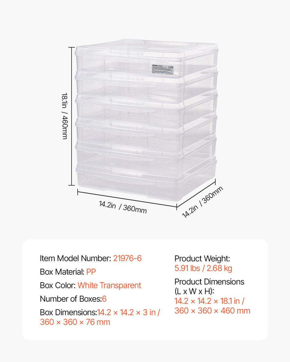 Scrapbook Paper Storage 6 Pack Stackable Plastic Board Game Boxes Clear Case