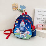 Blue Cartoon Astronaut Kids School Bag - Dinosaur Sky Blue