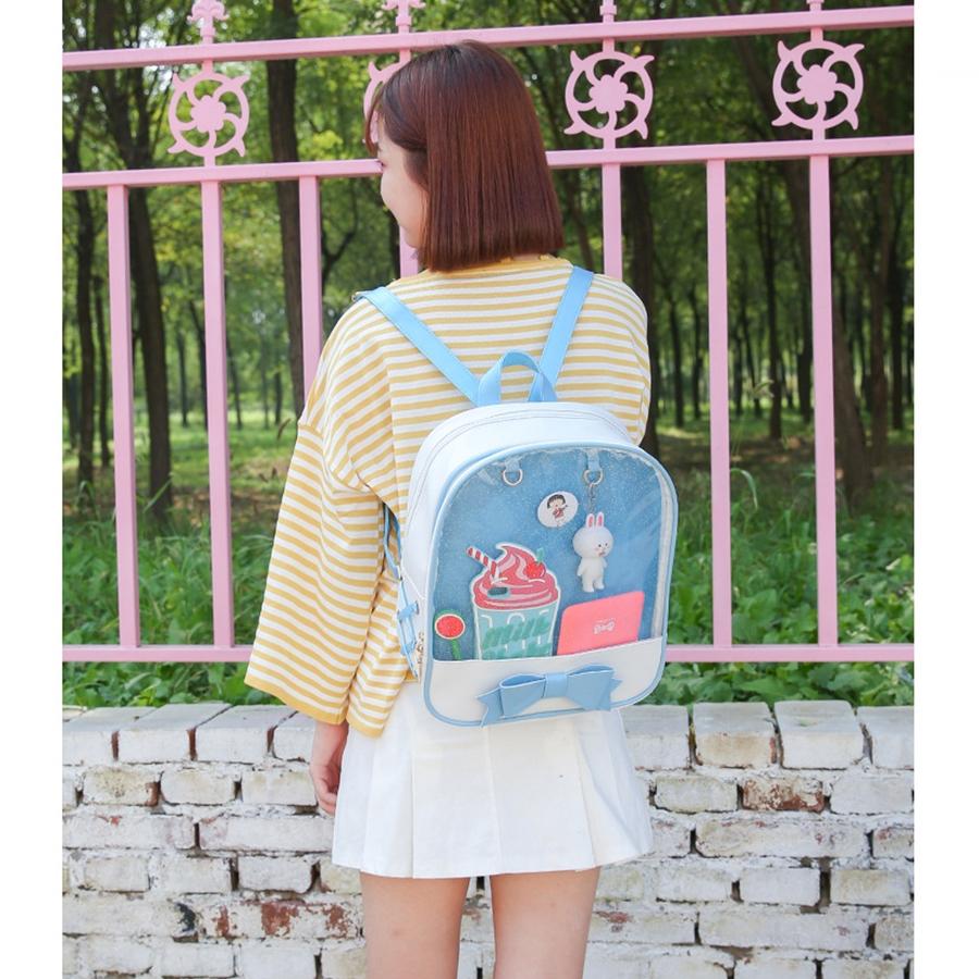 Mini Clear Kids Backpack with Bow - Perfect for School - Black