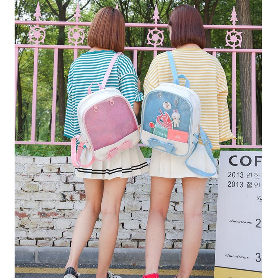 Mini Clear Kids Backpack with Bow - Perfect for School - Green