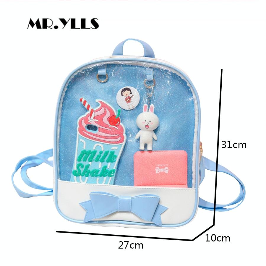 Mini Clear Kids Backpack with Bow - Perfect for School - Purple