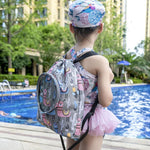 Blue Waterproof Drawstring Beach Bag L Size For Kids Wet & Dry Separation Shoulder Strap - Blue L
