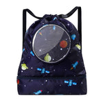 Blue Waterproof Drawstring Beach Bag L Size For Kids Wet & Dry Separation Shoulder Strap - Grey S