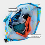 Blue Waterproof Drawstring Beach Bag L Size For Kids Wet & Dry Separation Shoulder Strap - Grey S