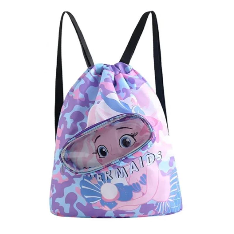 Kids' Swim Bag Cute Cartoon Beach Backpack Waterproof Dry / Wet Large 2 Layer - Blue - Large 2 Layer