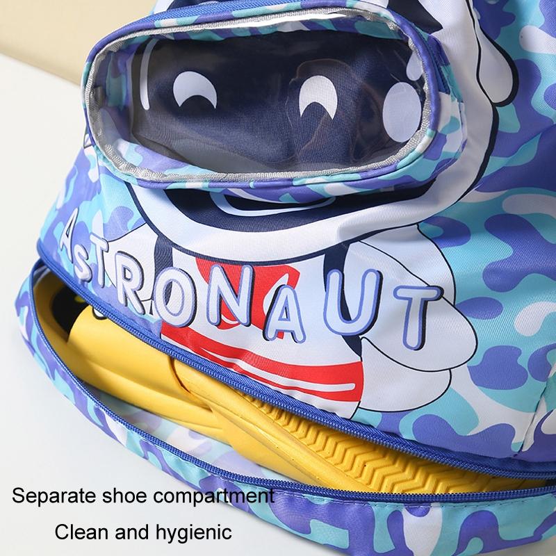 Kids' Swim Bag Cute Cartoon Beach Backpack Waterproof Dry / Wet Large 2 Layer - Blue - Large 2 Layer